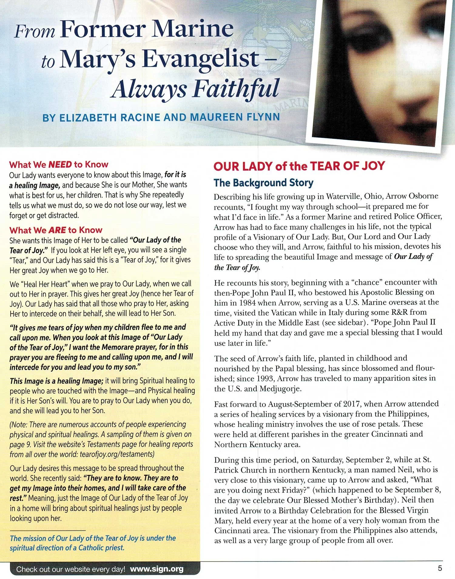 Signs and Wonders for Our Times Magazine | From Former Marine to Mary’s Evangelist