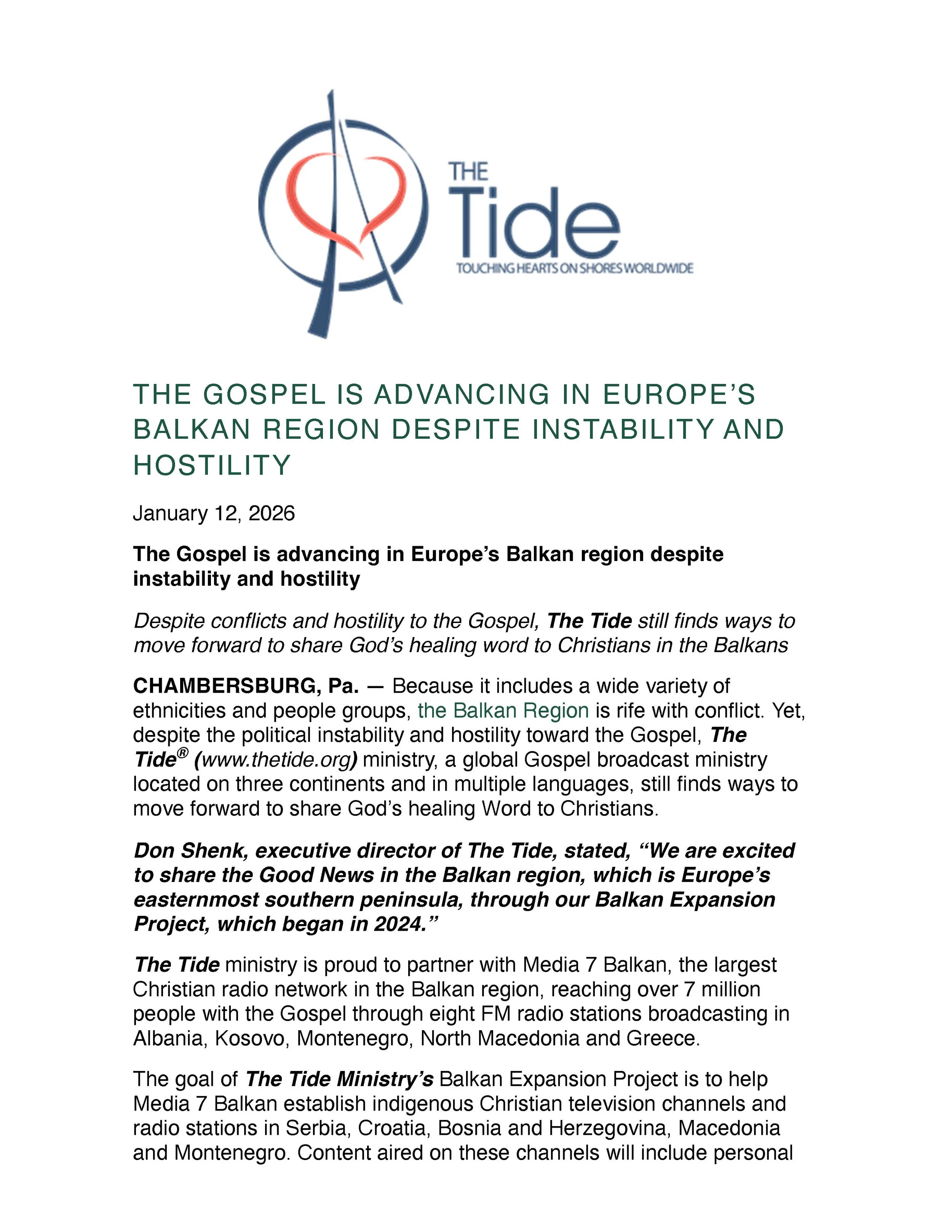 The Gospel is Advancing in Europe's Balkan Region