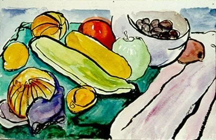 Still Life with Fruits  Watercolour on paper, 9x11 inches