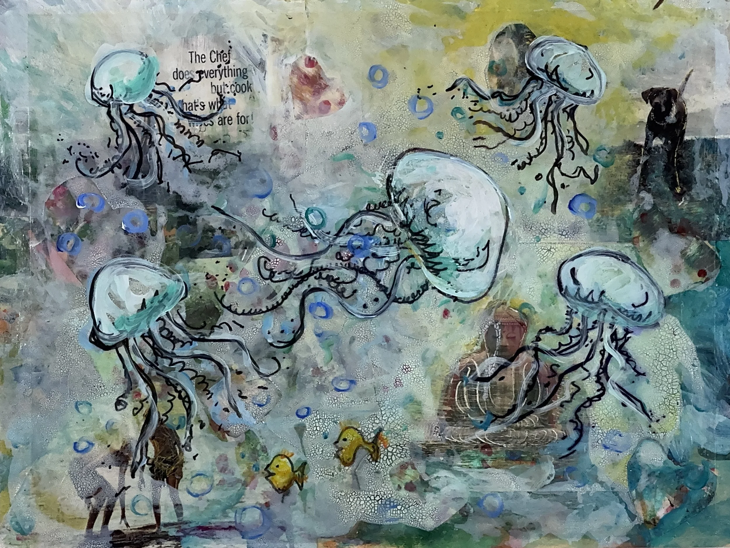 Jellyfish 2022  Mixed media, 12x14 inches