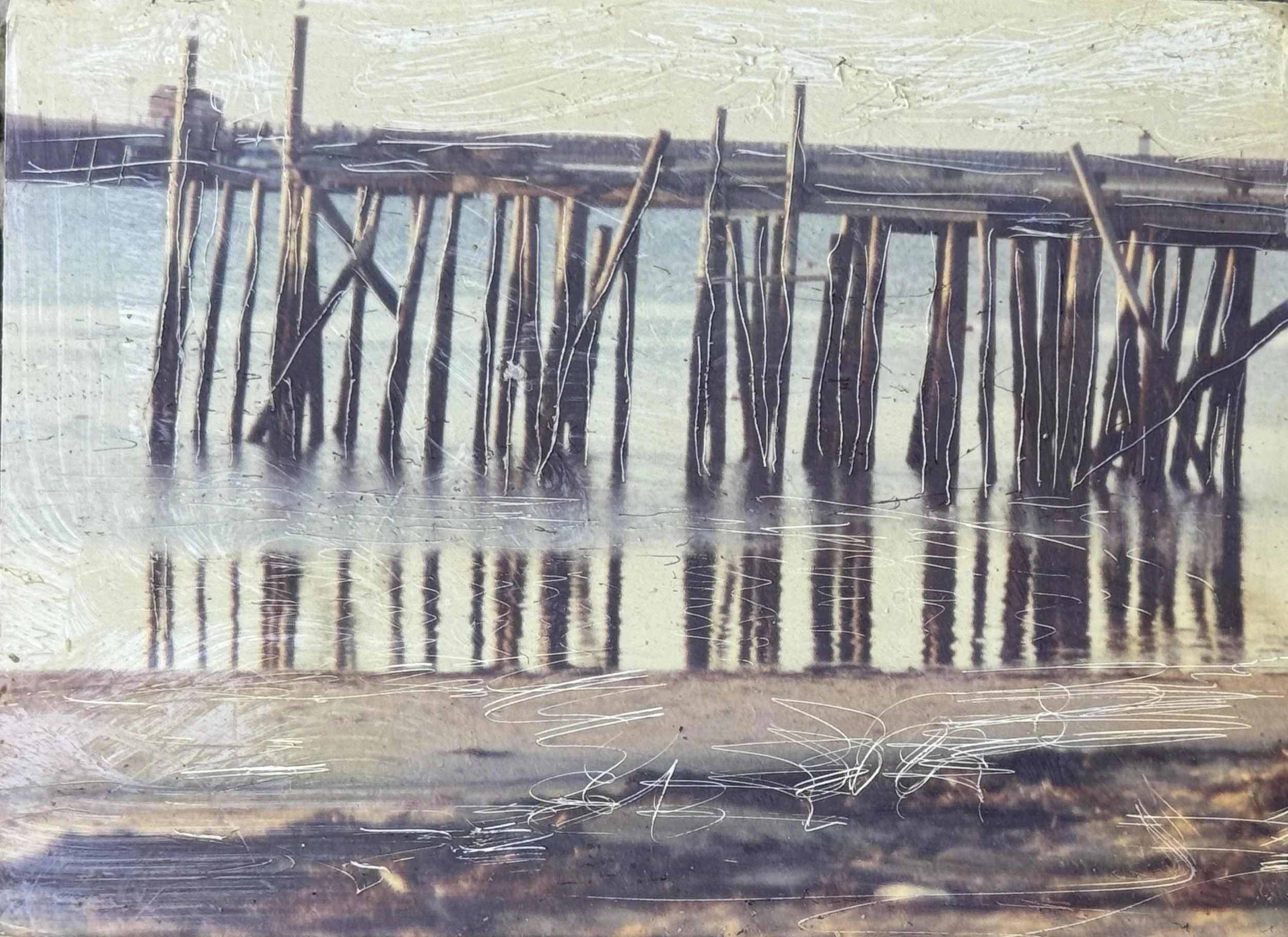 PTown Wharf  Mixed media, 3x4 inches
