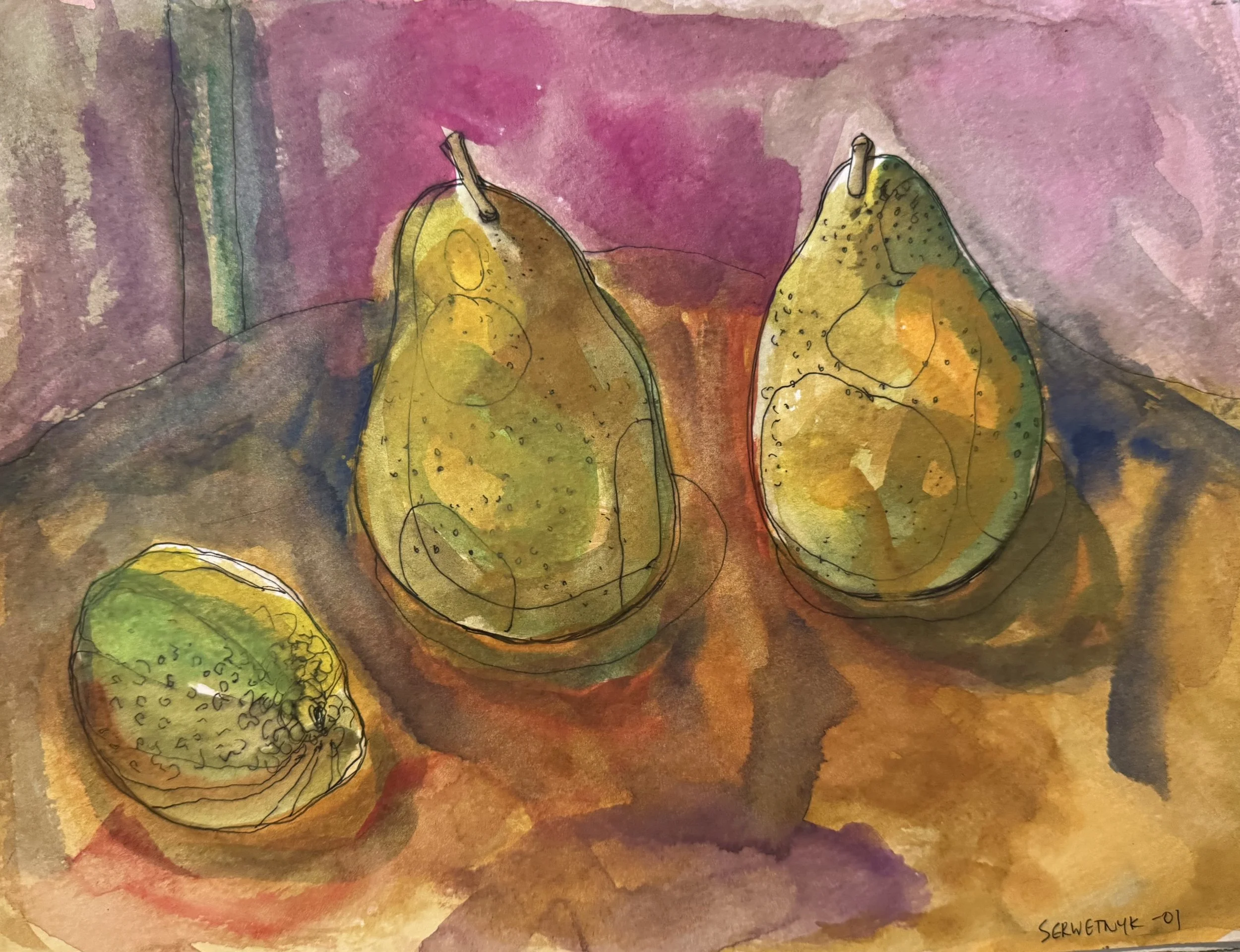 Pears  Watercolour on paper, 12x14 inches