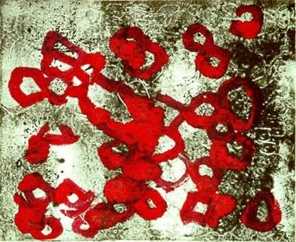 Red Rings 1997  Mixed media, 8x11 inches