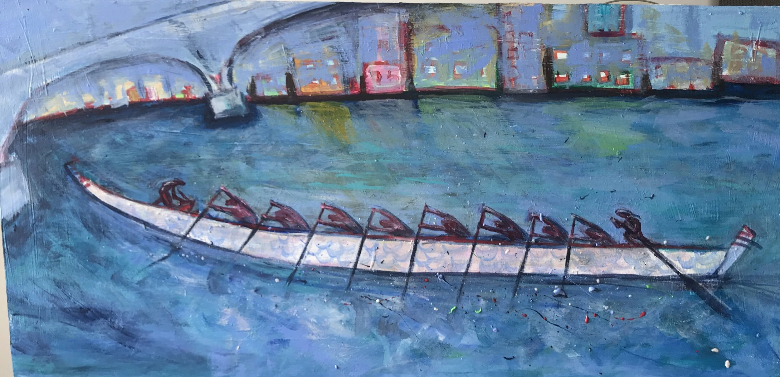 Dragon Boat 2020  Oil on canvas, 12x20 inches