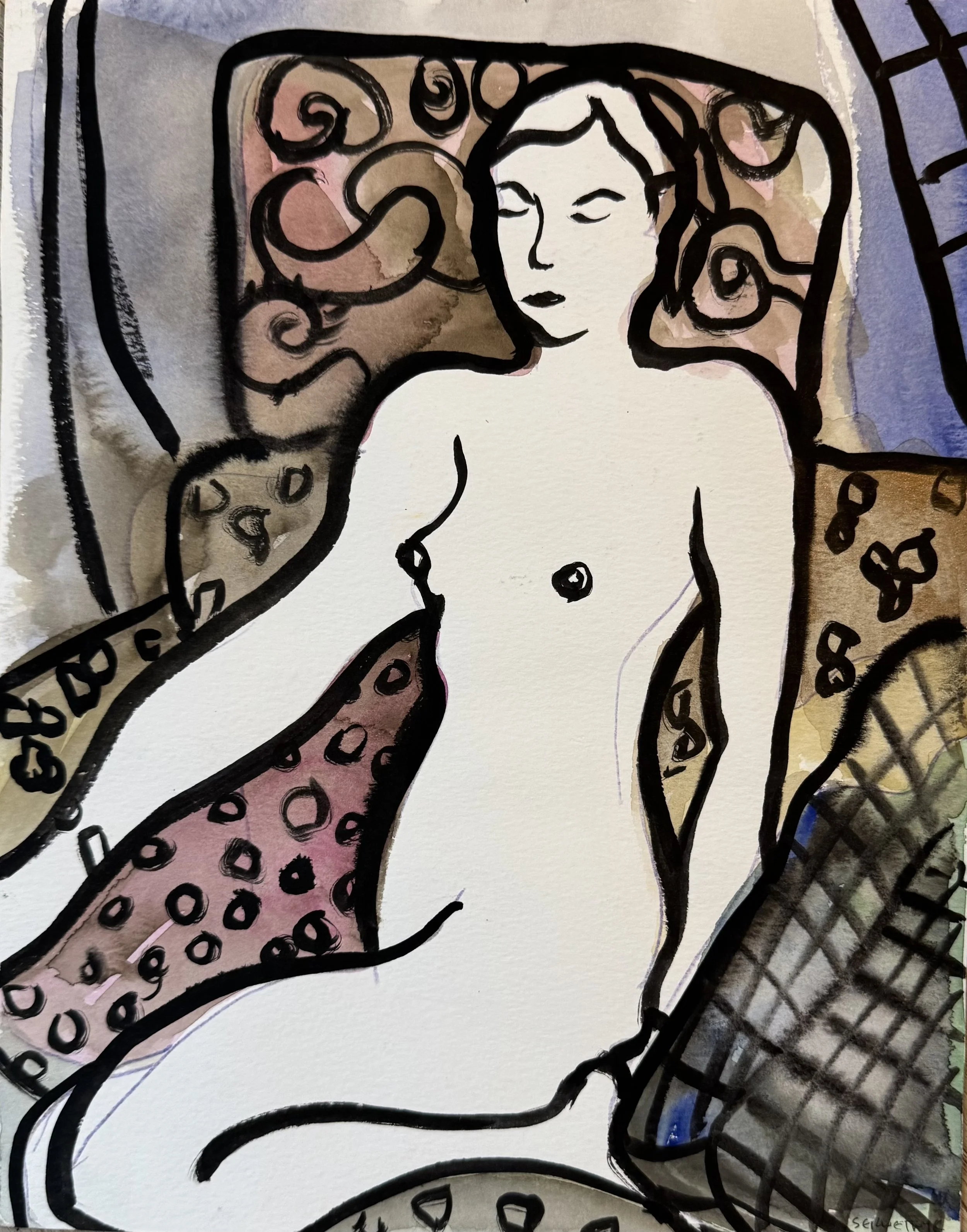 White Nude  Watercolour on paper, 20x16 inches