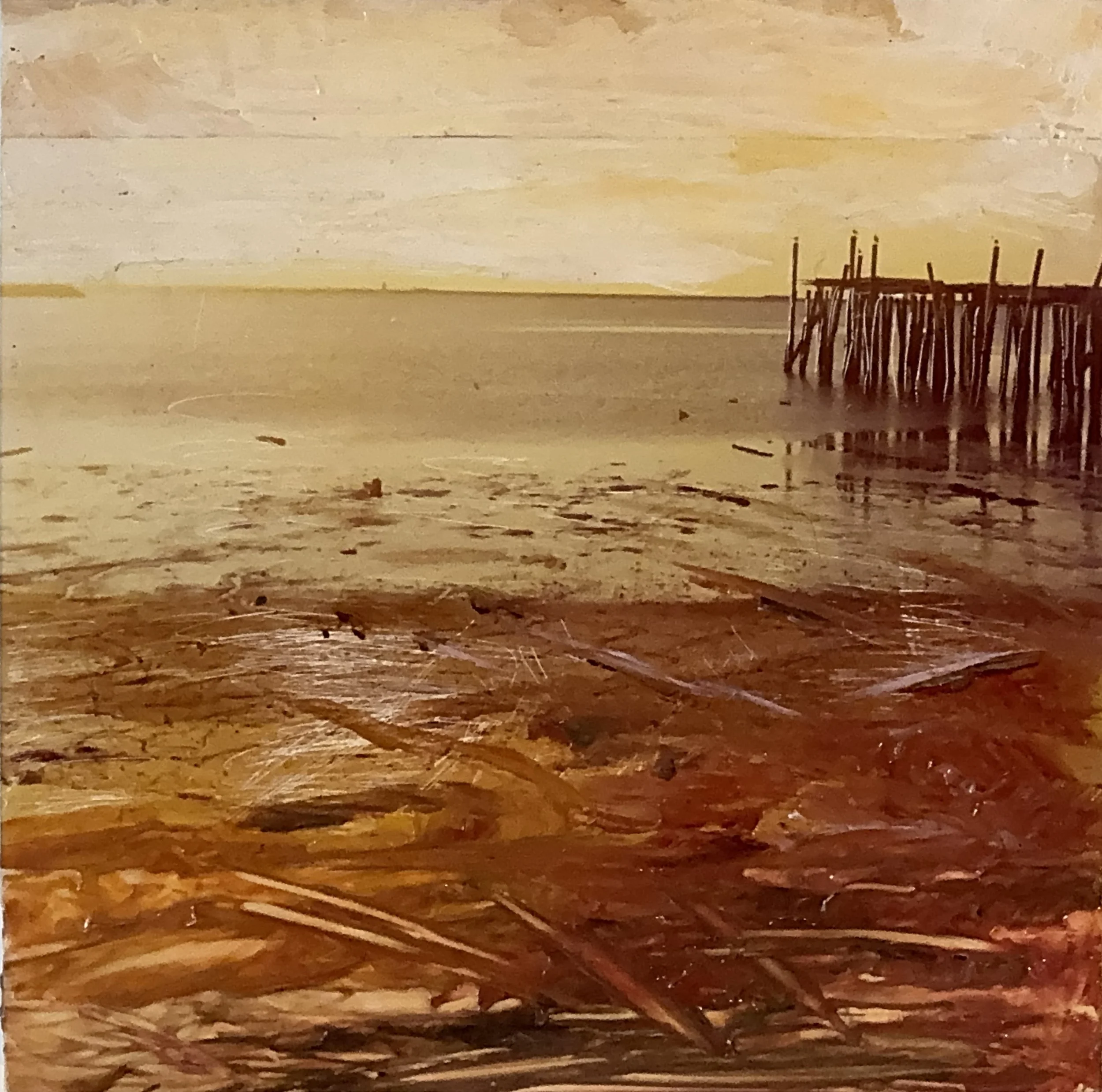 Harbour Shore  Mixed media, 6x6 inches