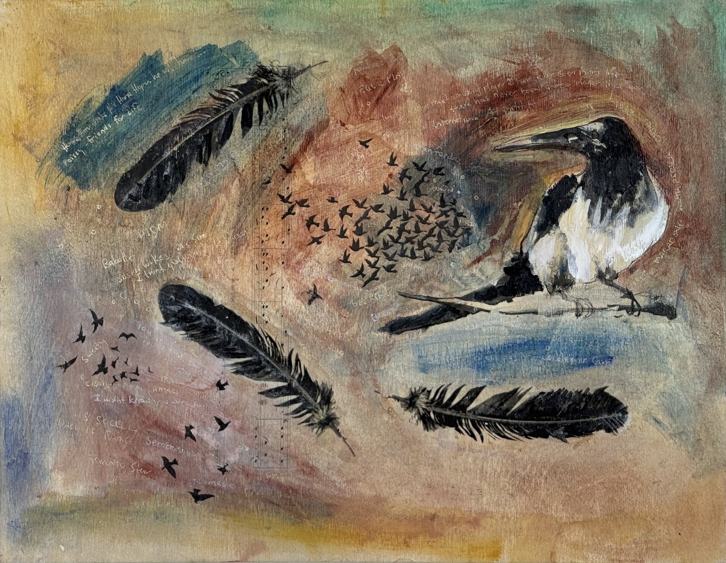Feathers 2022  Mixed media, 14x18 inches
