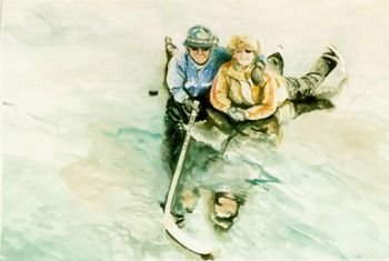 Pond Hockey 2003  Watercolour on paper, 18x24 inches