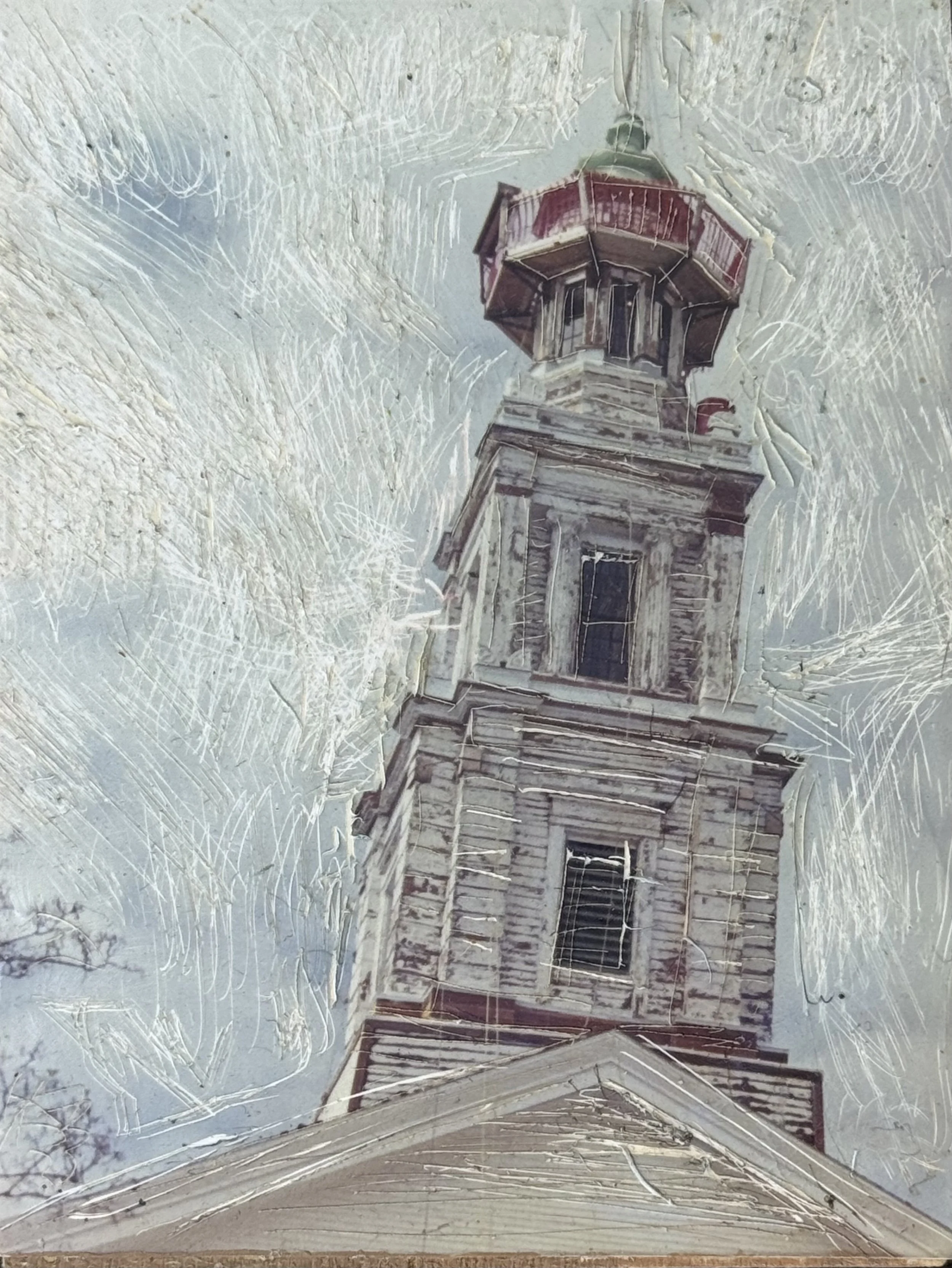 PTown Hall  Mixed media, 4x3 inches