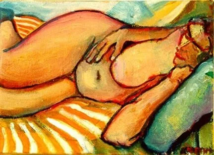 Reclining Woman  Oil on canvas, 6x8 inches