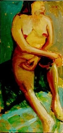 Seated Woman  Oil on wood, 30x16 inches
