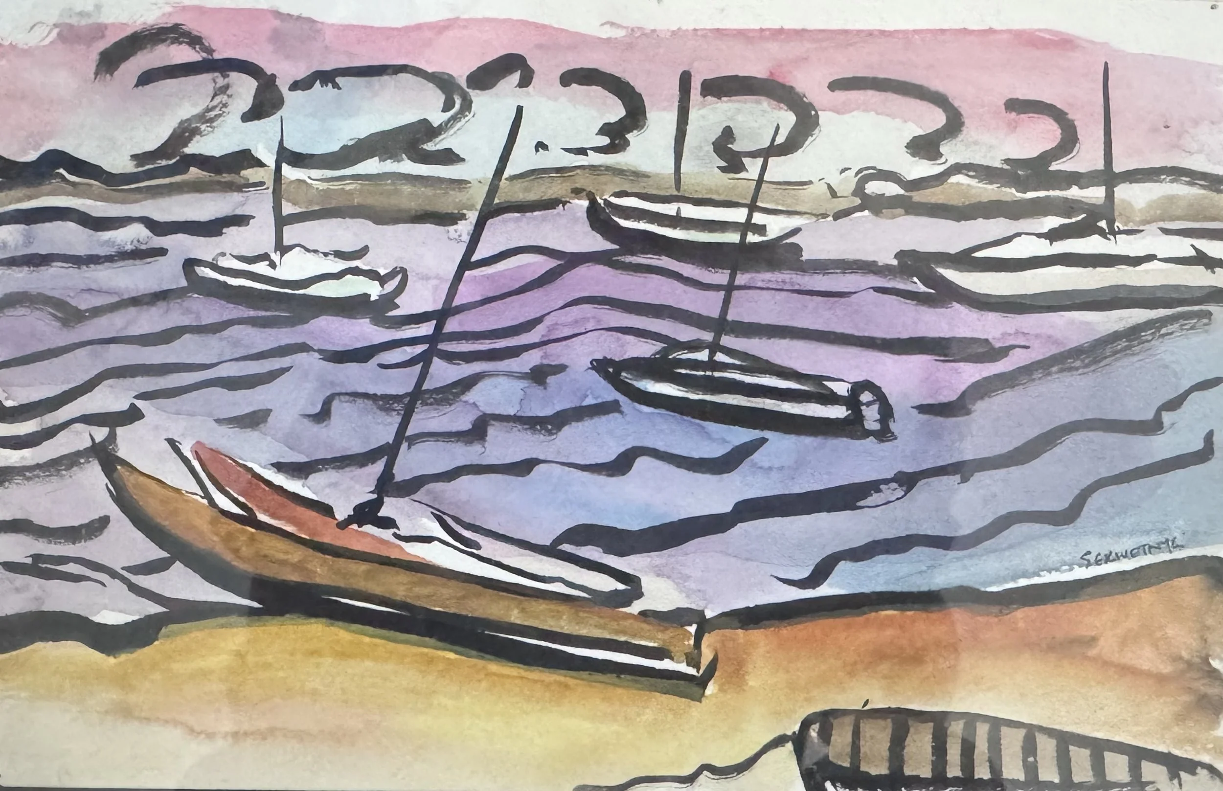 Waiting Boats  Watercolour on paper, 9x11 inches