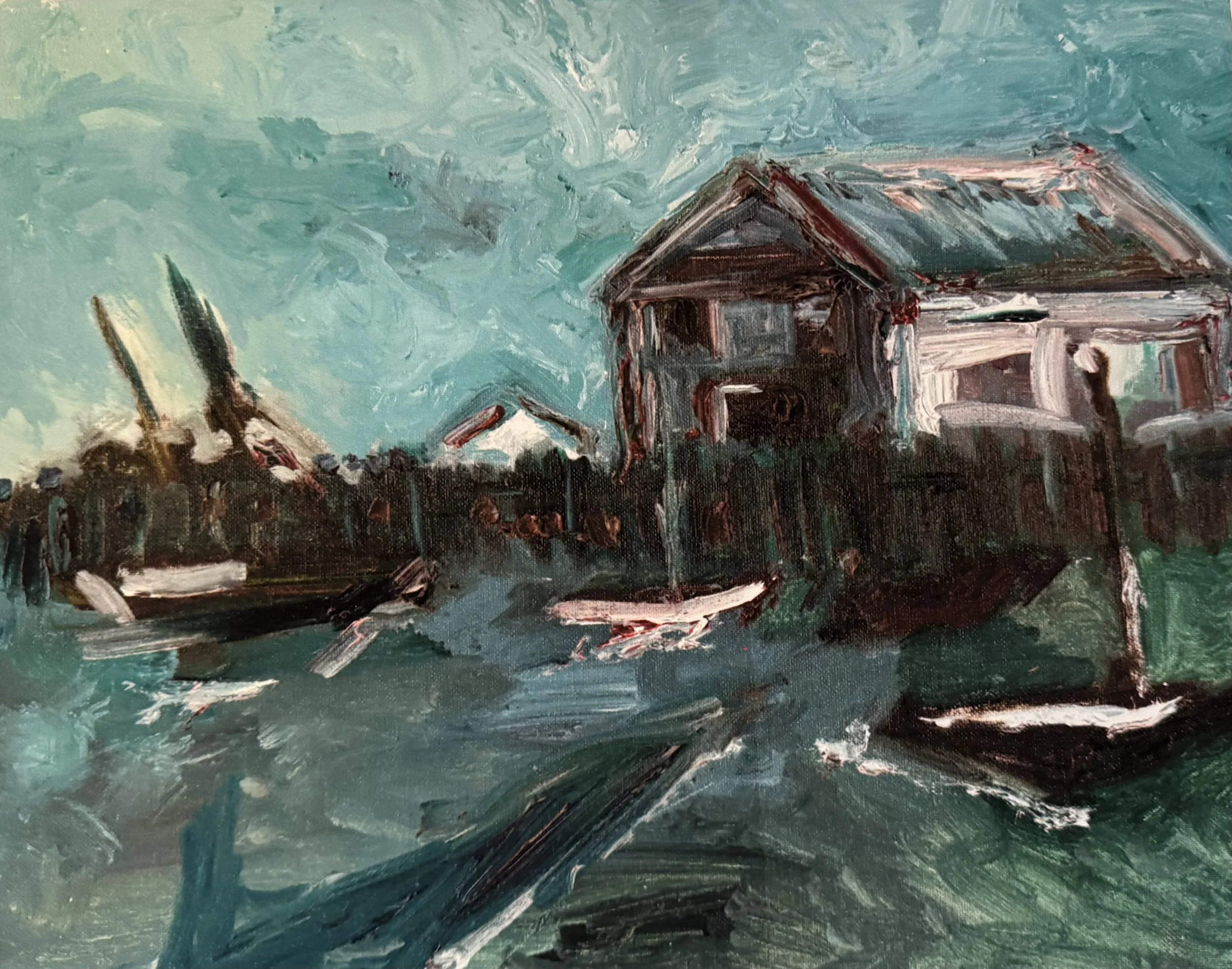 Wharf  Oil on canvas, 18x24 inches