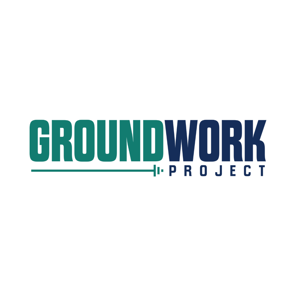 Groundwork Project logo with teal and navy text and a horizontal line resembling a foundation or construction detail.