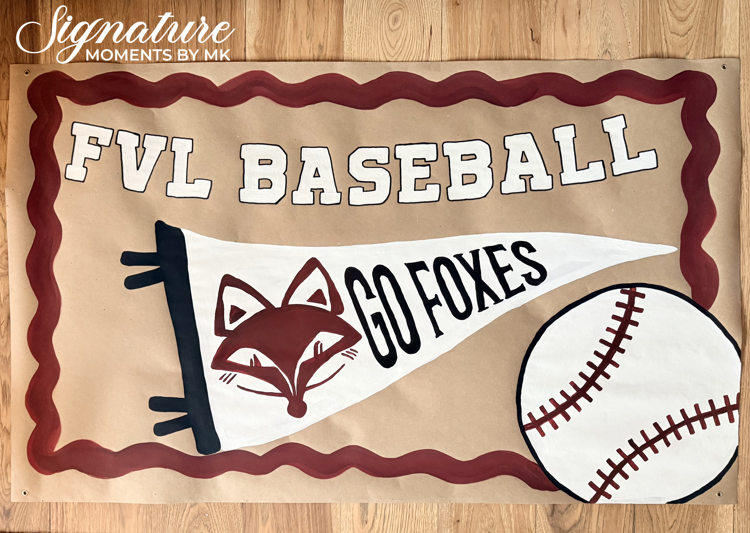 Painted Banner Baseball and Foxes