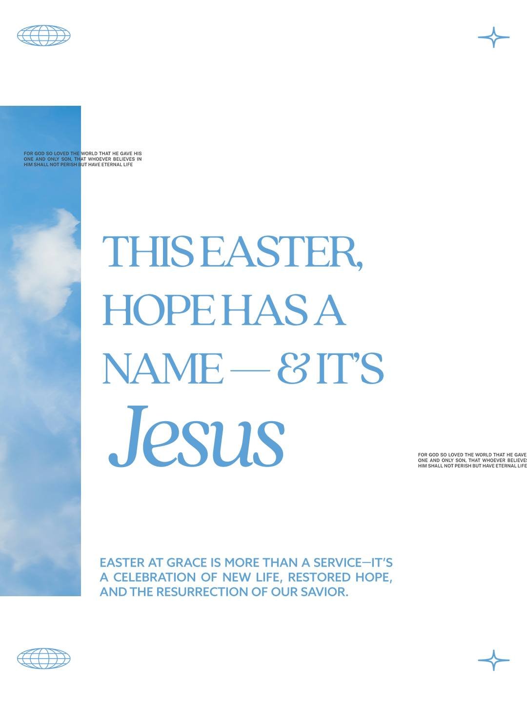 If you&rsquo;ve been thinking about coming back to church&hellip;
Easter weekend might be your moment.

No pressure. No perfect people.
Just a place to come, breathe, and rediscover hope.

At Grace, we believe hope has a name &mdash; Jesus.

We&rsquo