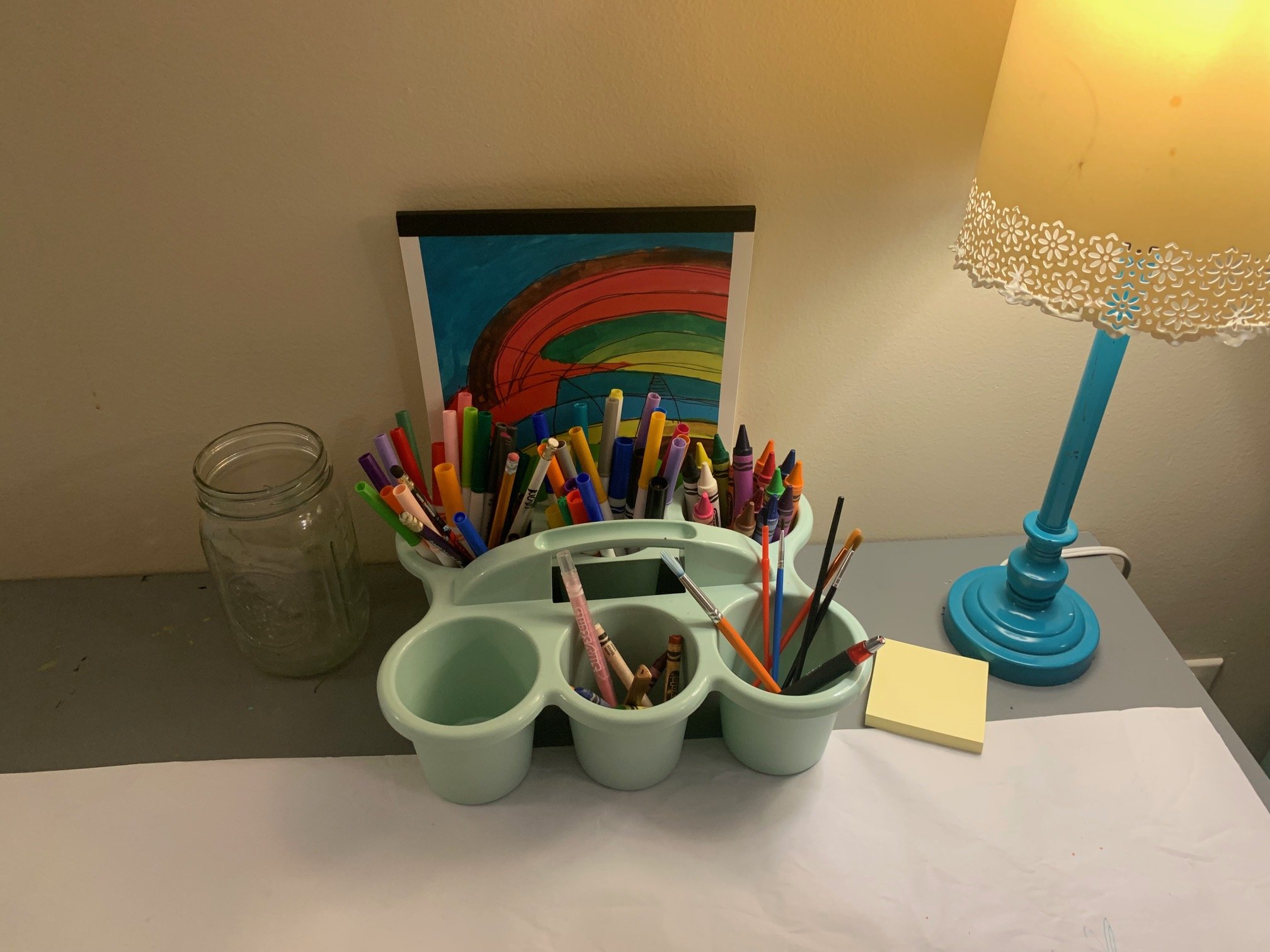 Plenty of art supplies, ready to unleash your kiddo's creativity! More not pictured.