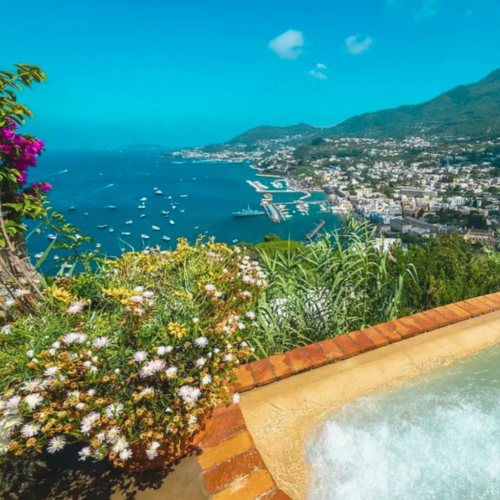 View of sea from pool on Ischia Island