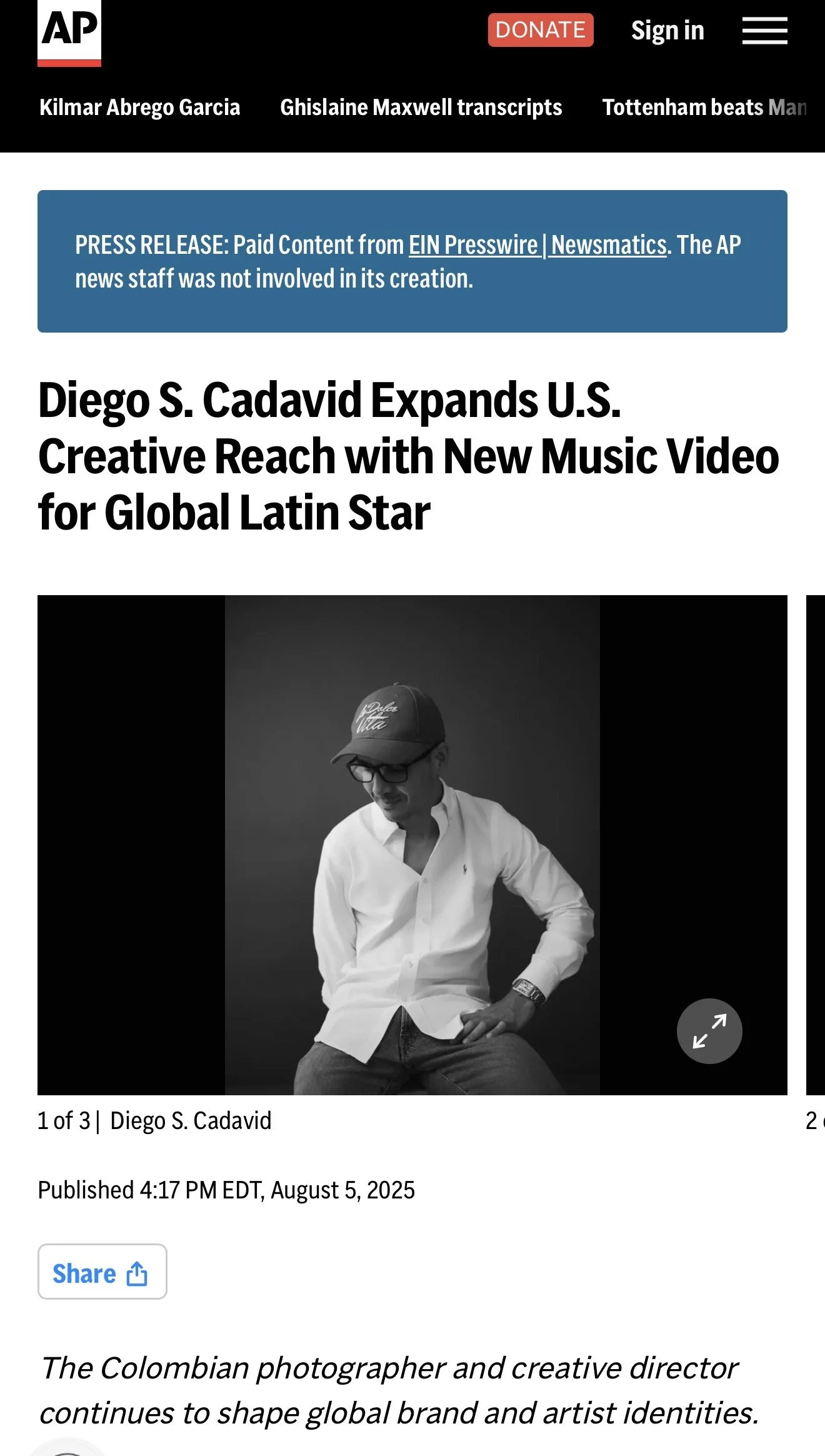 Diego Sanchez Cadavid – International Press Coverage