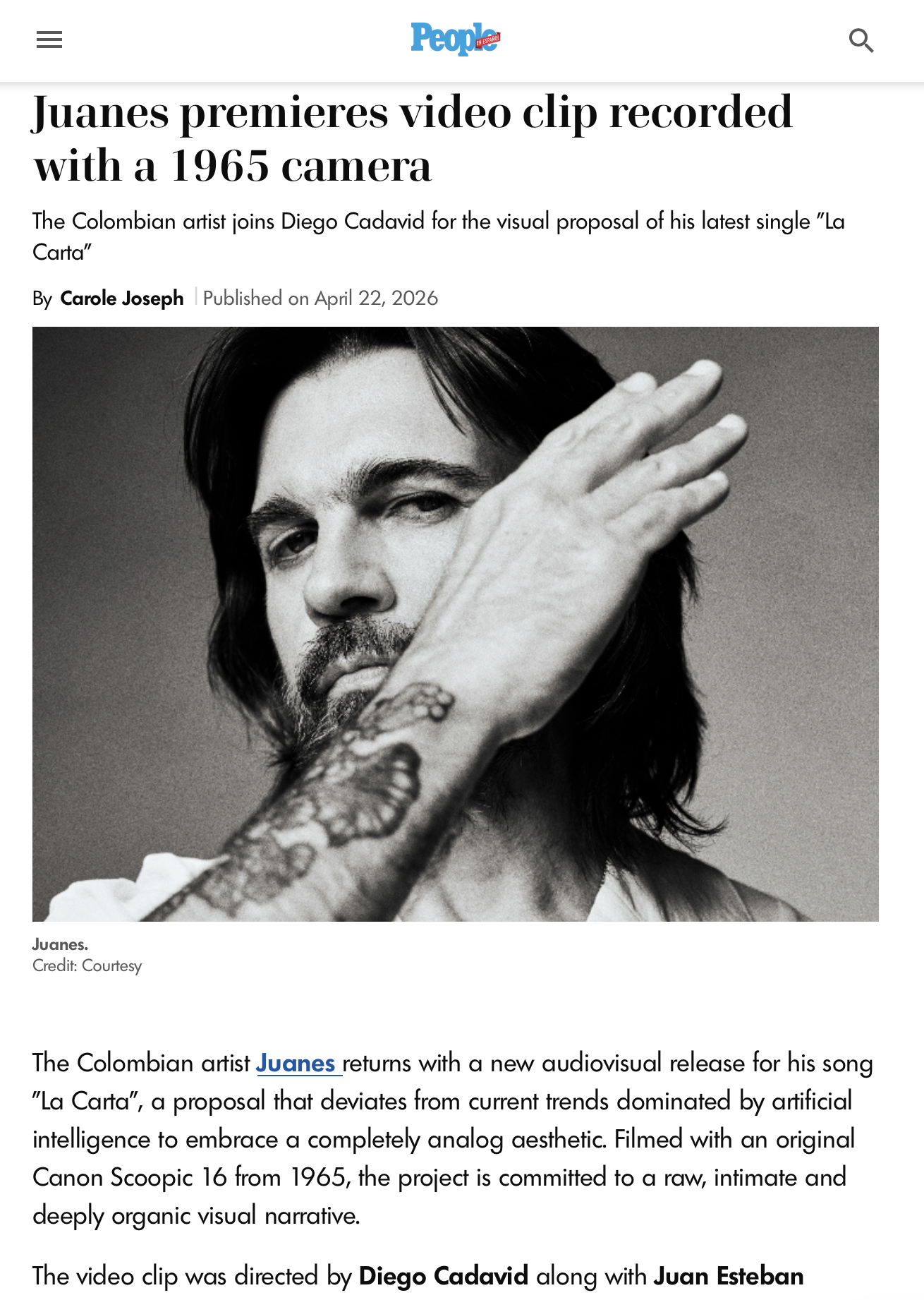 The Analog Rebellion: Directing Juanes' "La Carta" on a 1965 Canon Scoopic