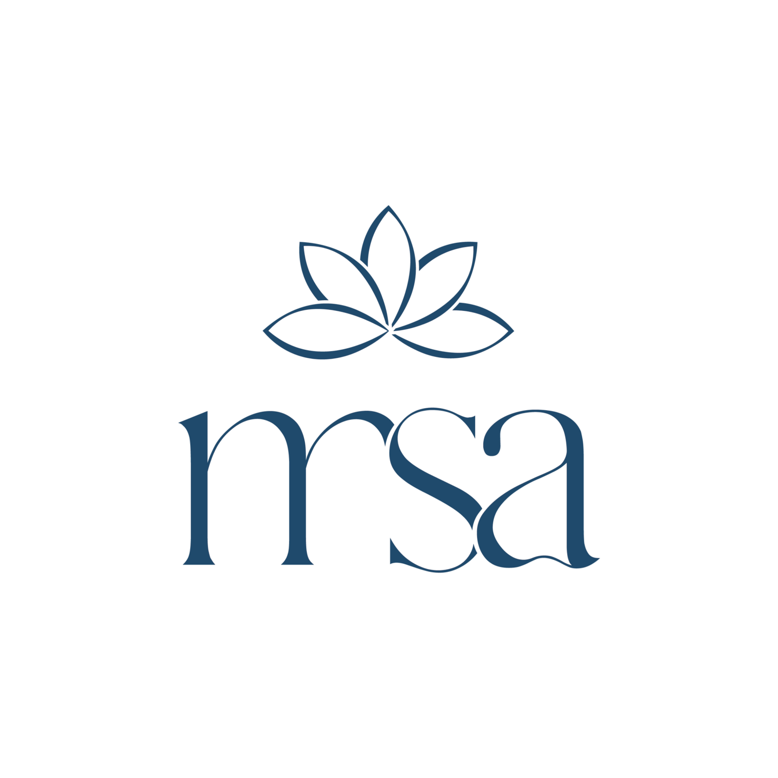 Logotipo del MSA con un loto estilizado y letras en azul oscuro.