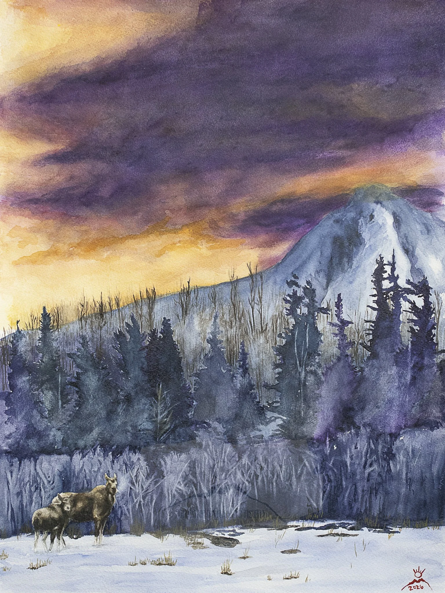"Two Friends in the Fog"
16"x20" Watercolor on cold-pressed paper
