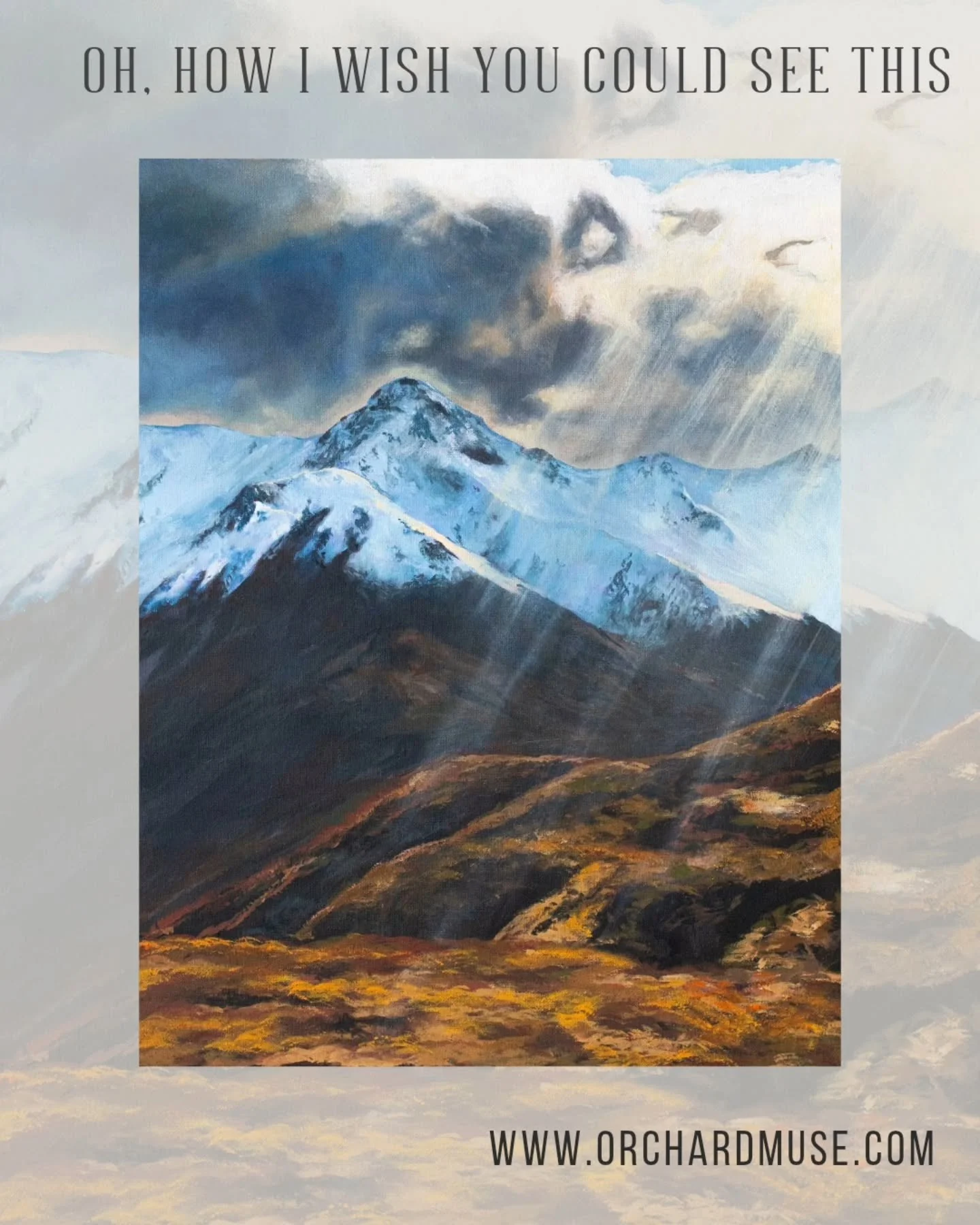 My latest canvas.

Oh, How I Wish You Could See This

Read the story behind this piece on my website. 
www.orchardmuse.com