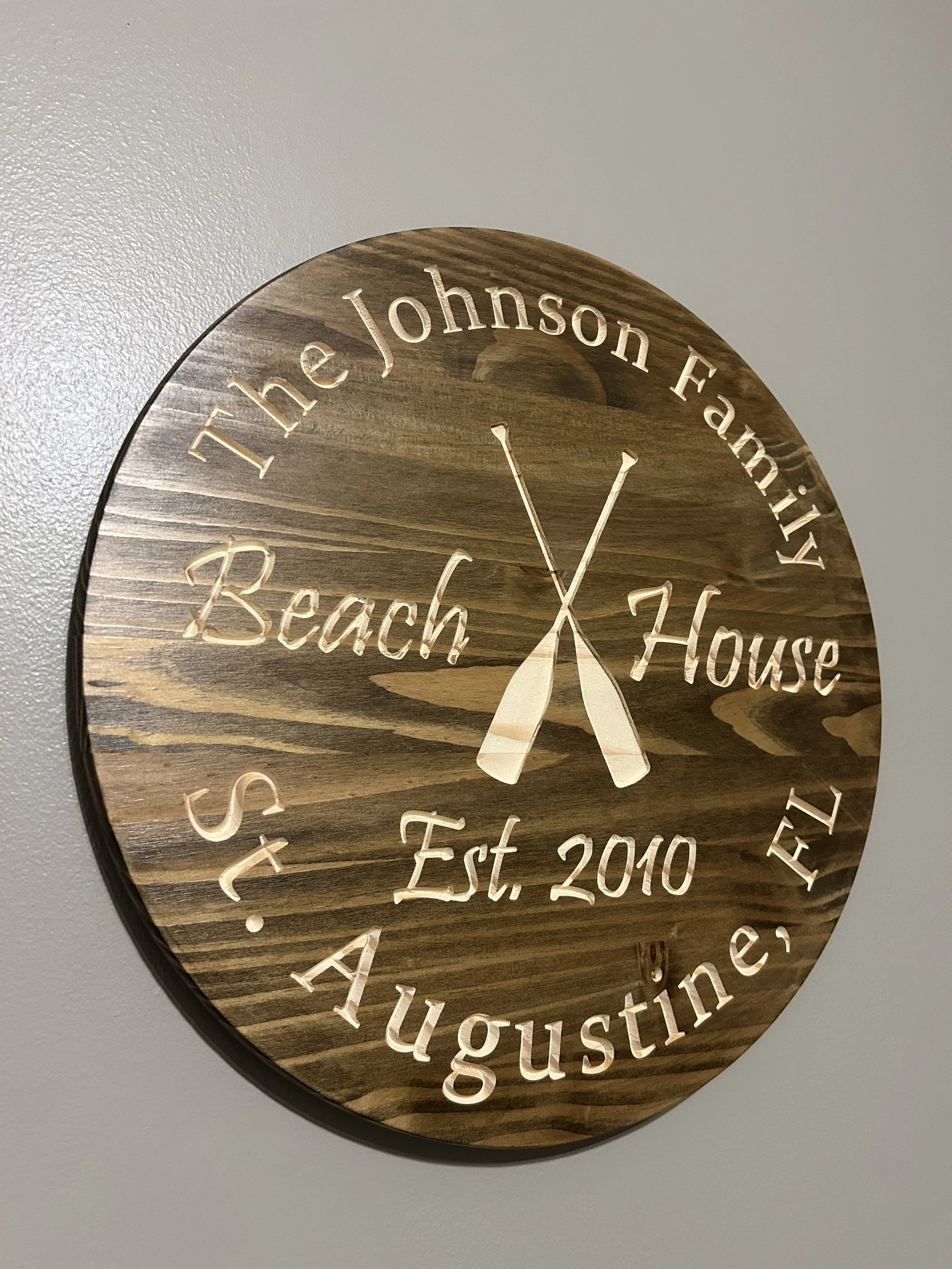 Personalized Lake House or Beach House Wooden Sign – 18” Custom Family Name Wall Decor