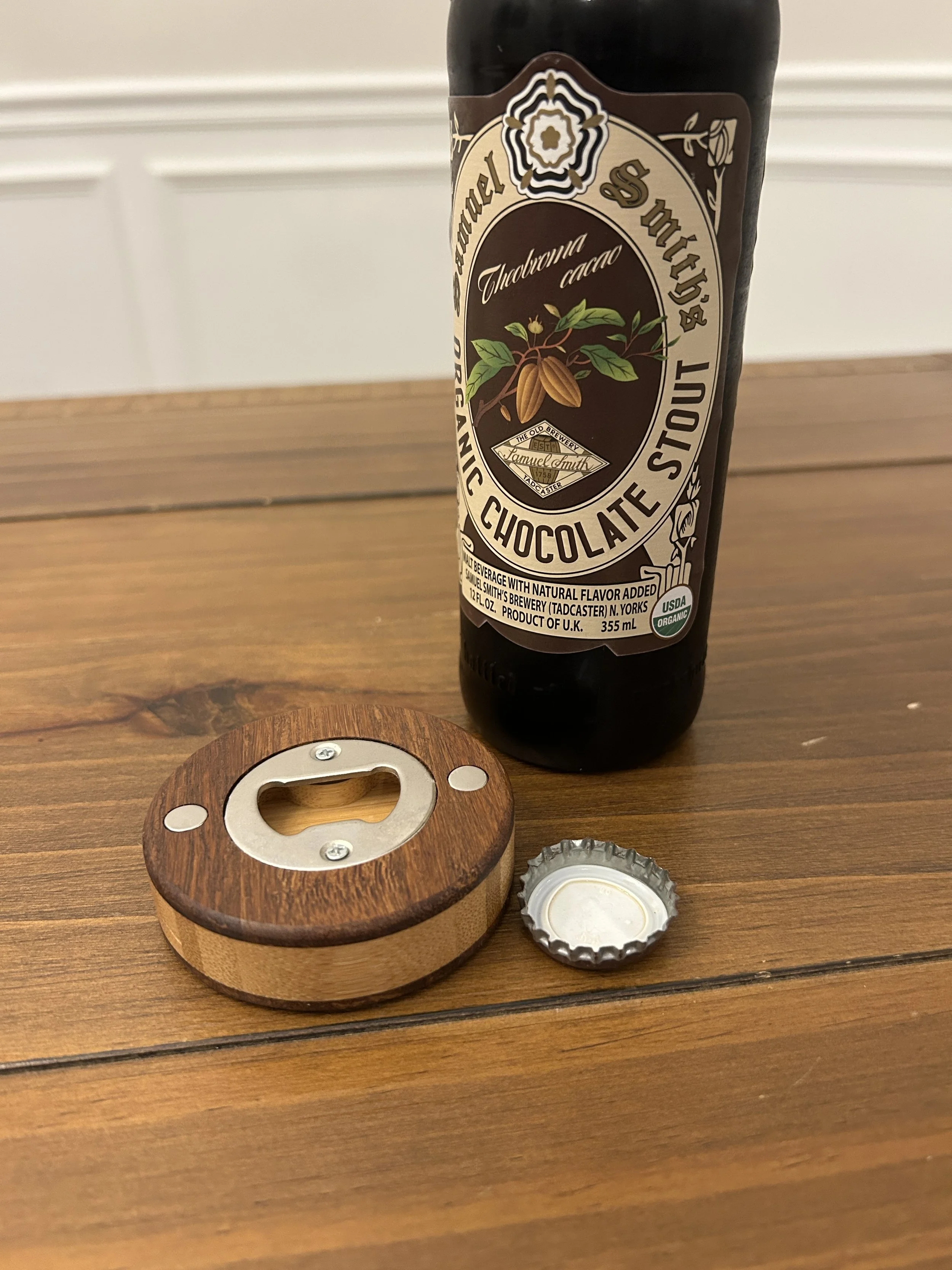 Bamboo Puck Bottle Opener