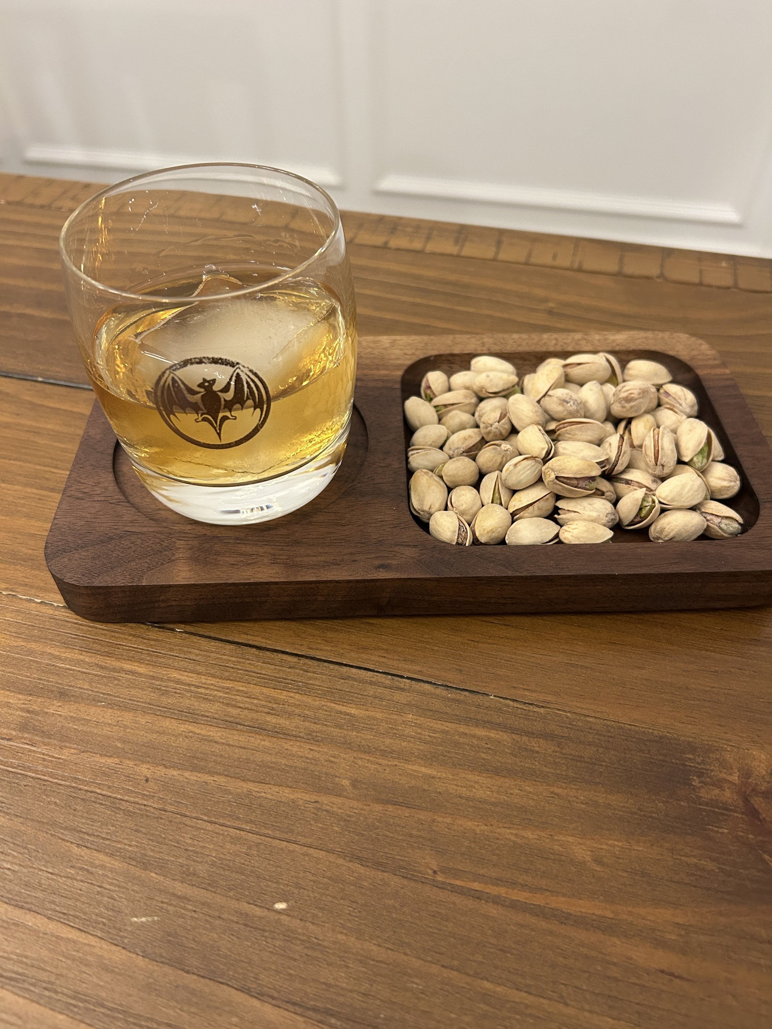 Personalized Walnut Whiskey and Snack Tray
