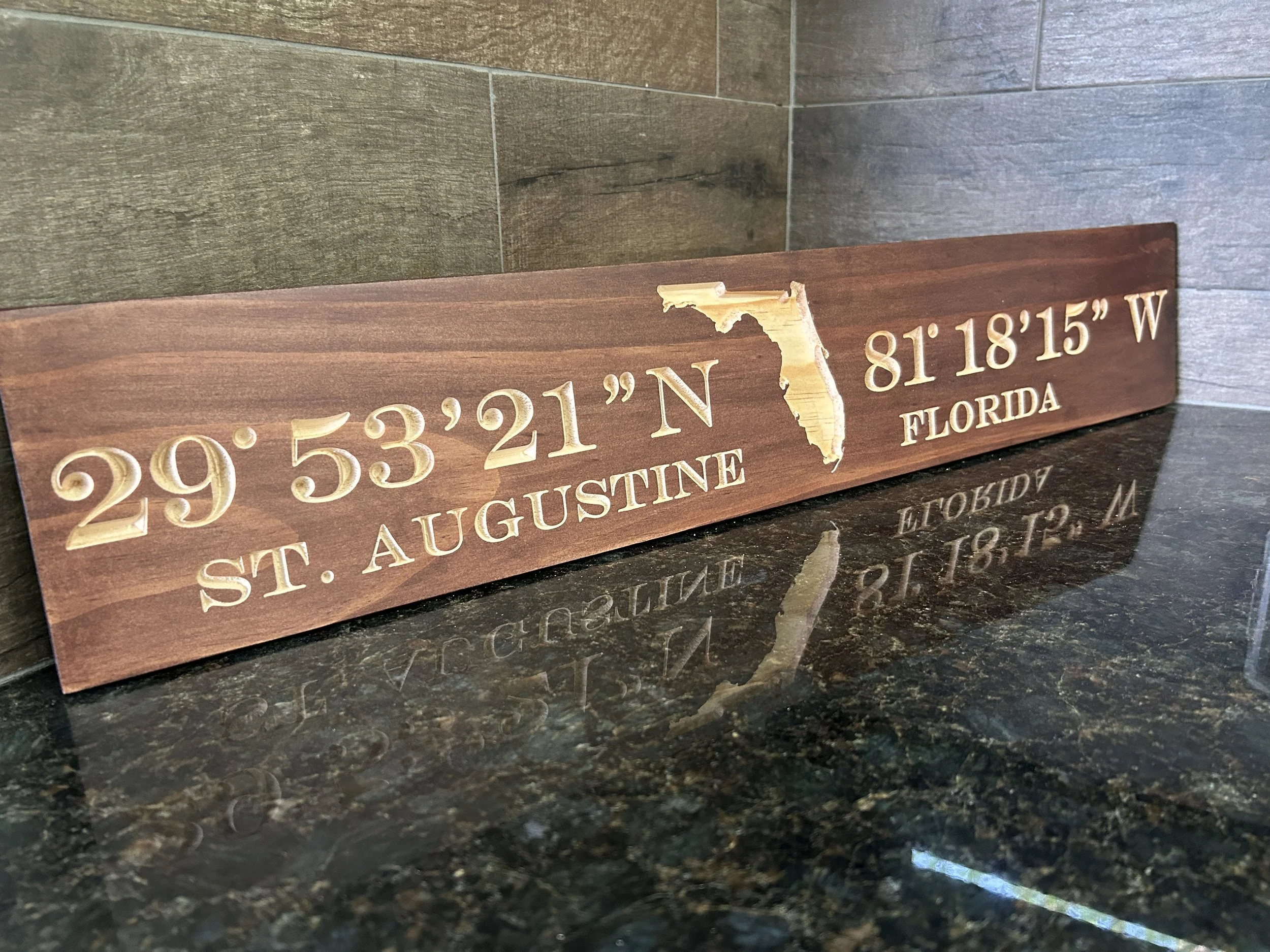 Personalized Coordinates Wood Sign – Custom Latitude & Longitude Wall Decor – Engraved Location Plaque