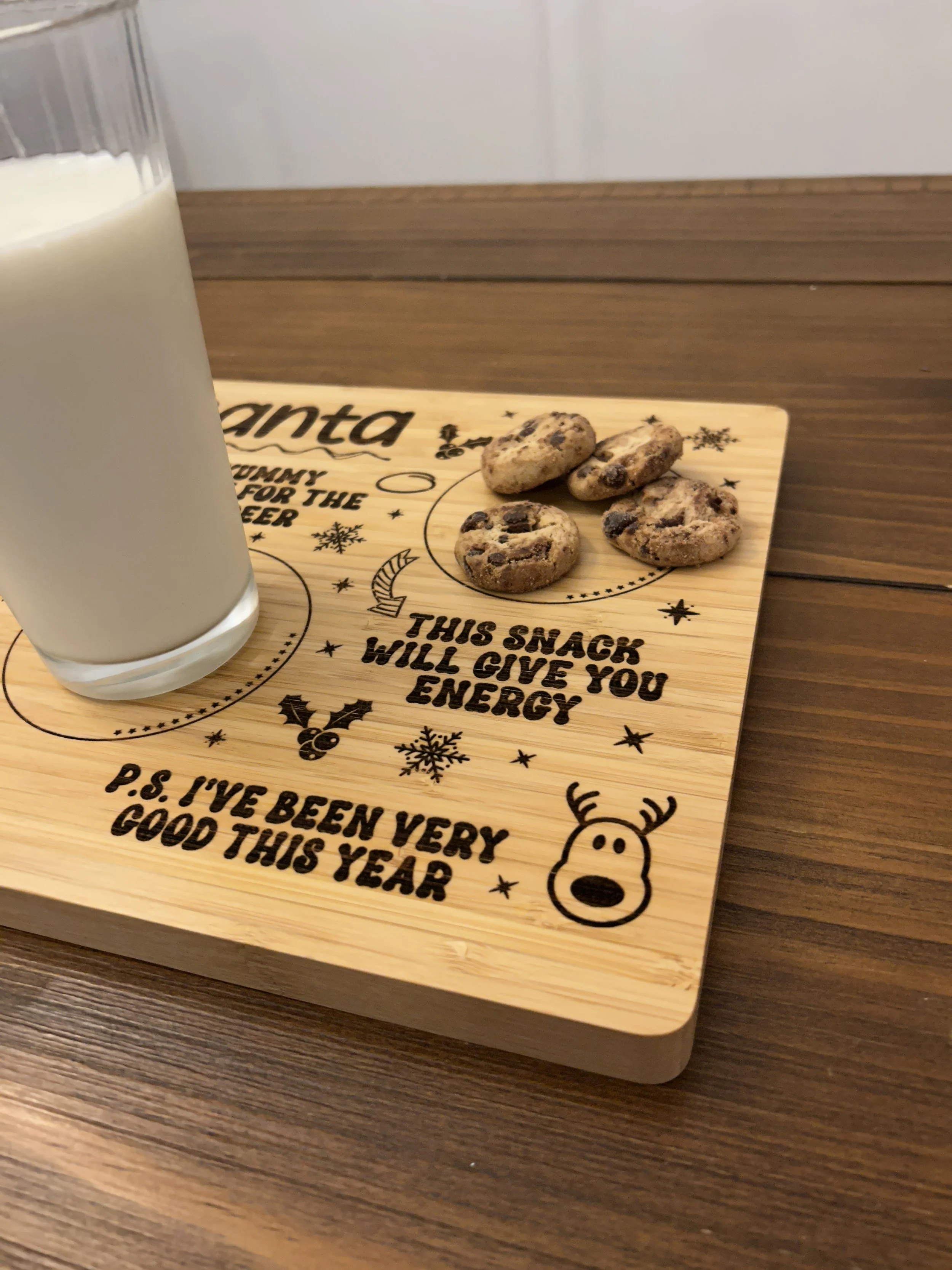 Personalized Bamboo Dear Santa Treat Board