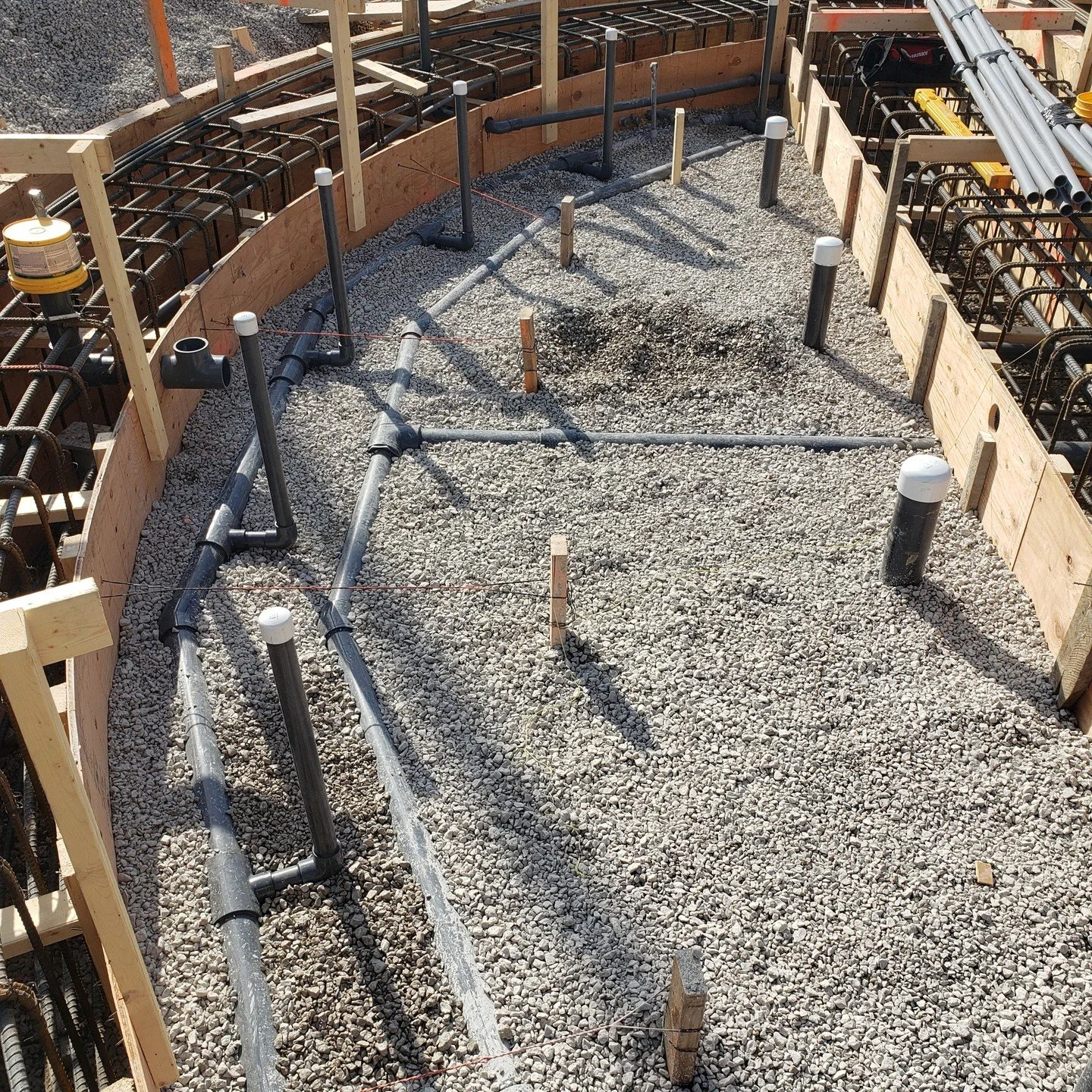 Getting pipes set and ready for the first concrete pour!