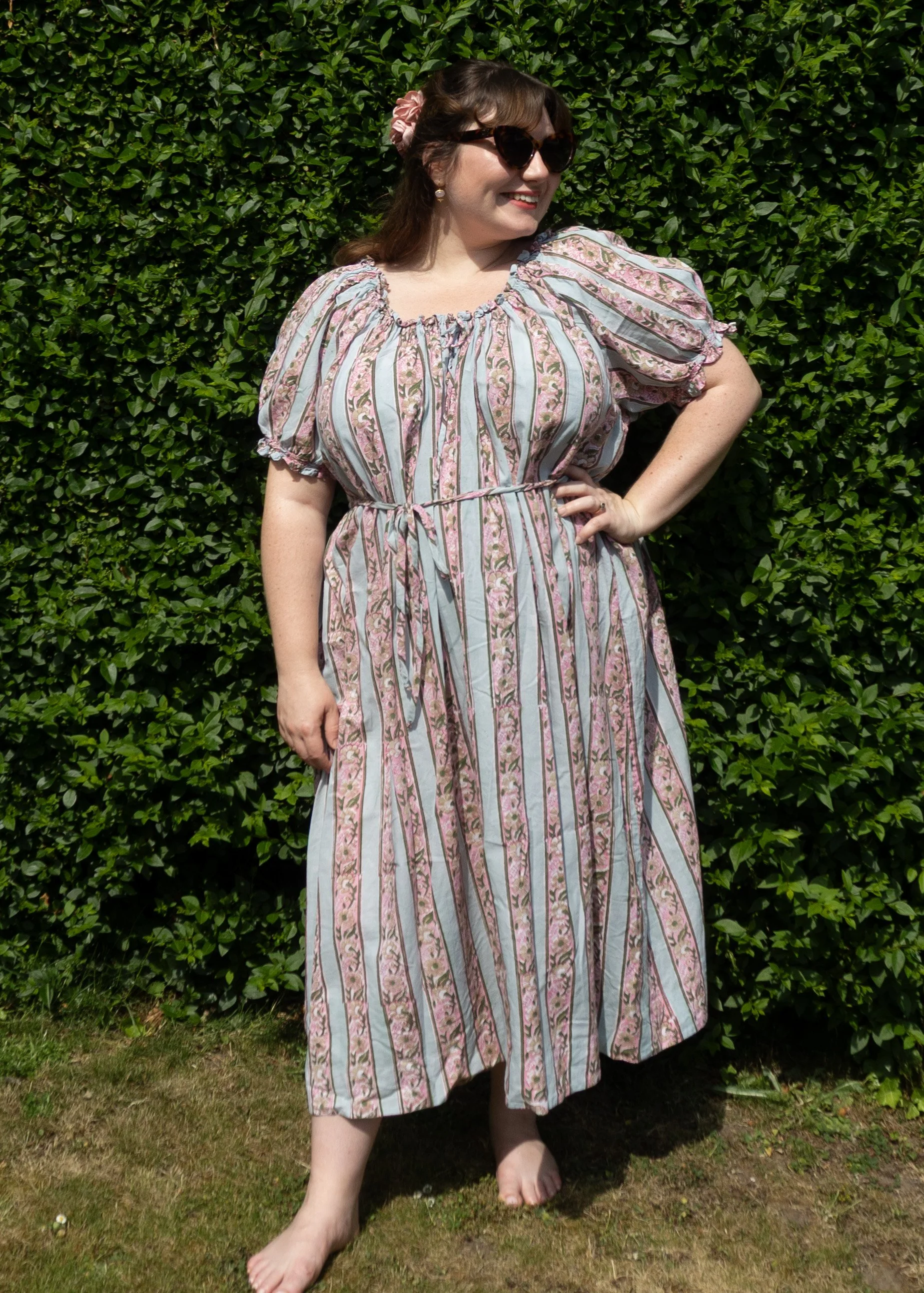 Emma Stripe Cotton Dress, Long