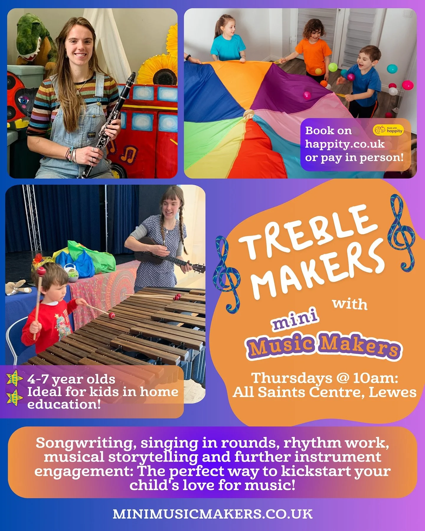 📣 Calling all local homeschooling families and communities! Introducing&hellip;

🎼 TREBLE MAKERS! 🎼

Mini Music Makers Lewes is running classes aimed at 4-7 year olds at 10am on Thursdays. Treble Makers is ideal for those in home education or seek