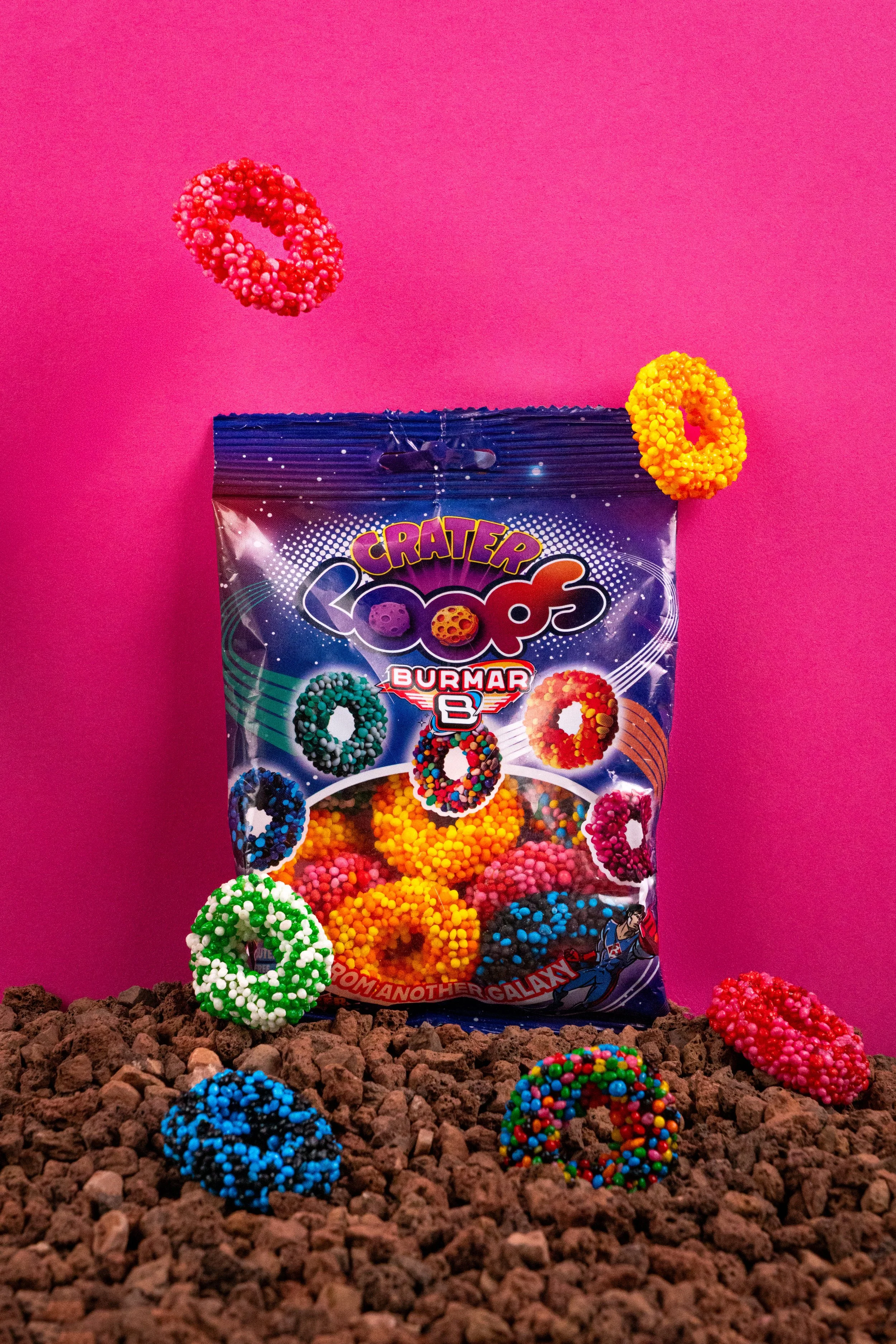 Fotografía de producto para Crater Loops de Burmar Sweets