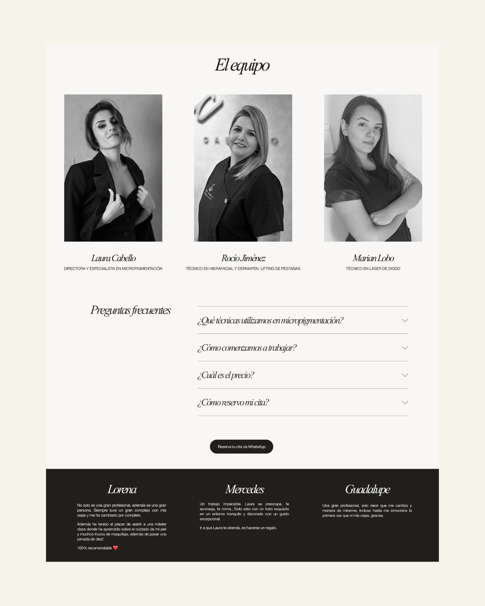 Diseño de página web para Laura Cabello Micropigmentación y Estética, centro de estética