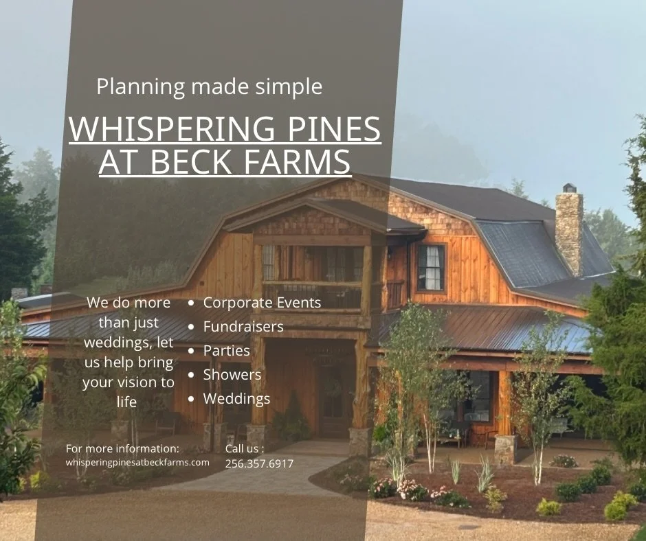 Looking for the perfect venue? We are currently booking for 2026 and 2027. Visit our website to schedule a tour. Whisperingpinesatbeckfarms.com