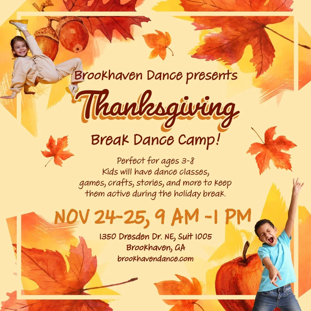 🍁 Thanksgiving Break Dance Camp is here!
Need something fun (and active!) for your little one this fall break?

📅 Nov 24&ndash;25, 9AM&ndash;1PM
🧒 Ages 3&ndash;8
💃 Dancing, crafting, stories &amp; more!

Give them two days of joyful movement, cre
