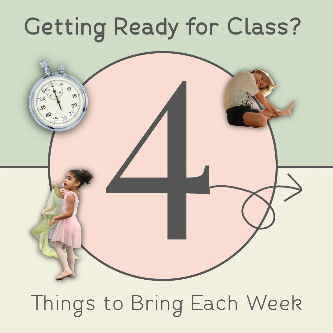 "What does my child need for dance class?" 
Here's the simple checklist:

✔️ Comfortable clothes they can move in (leggings, shorts, t-shirt, or their dance uniform)
✔️ Hair pulled back &amp; no jewelry (safety first!)
✔️ Water bottle to st