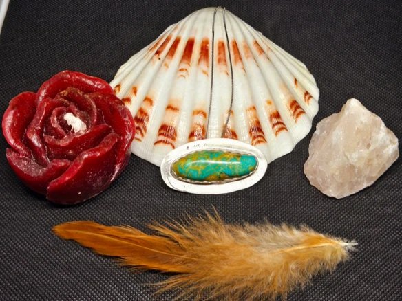 Handcrafted sterling silver necklace with horizontal turquoise pendant