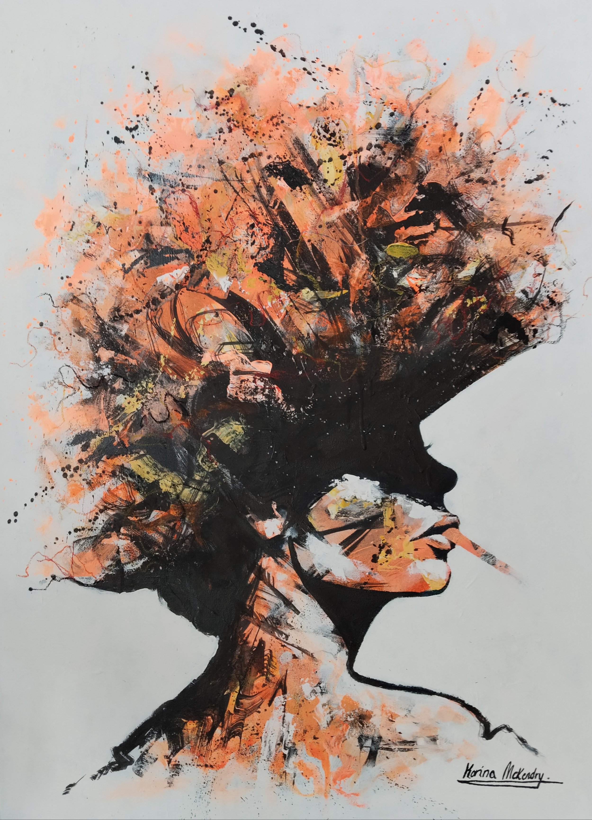 100 x 73 cm
Painted with acrylic paint, Indian ink, pastels, modeling paste and satin varnish