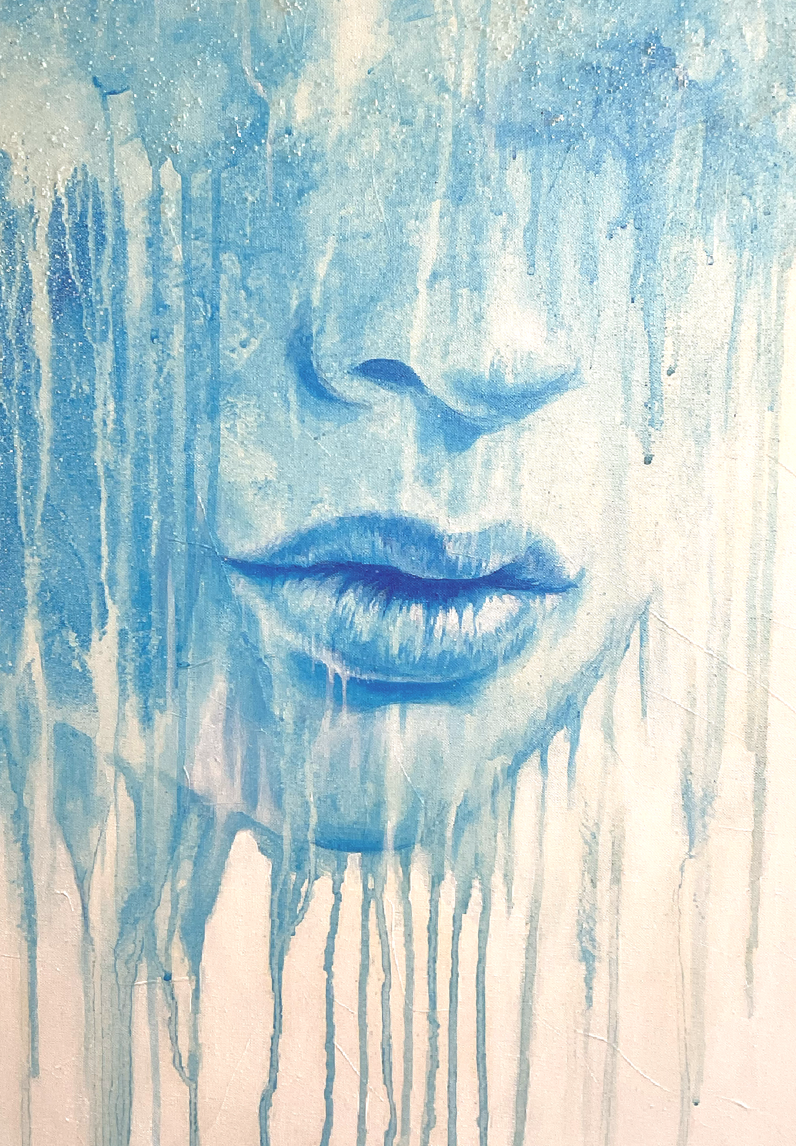 80 x 60 cm 
Painted with acrylic mediums, modeling paste, texture gel and satin varnish