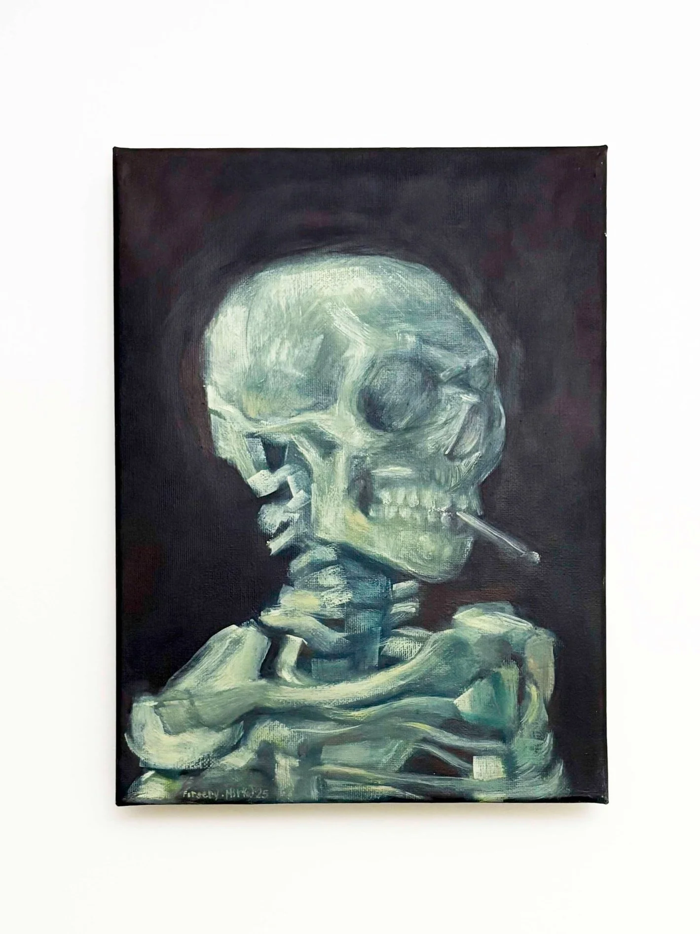 Skull of Skeleton with Burning Cigarette