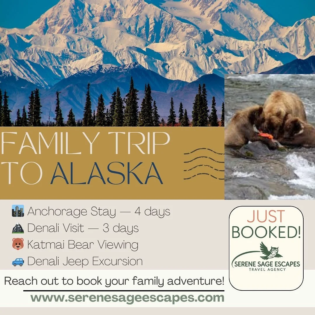 Just Booked ✨✈️
The perfect family trip full of adventure and memories. I&rsquo;m so excited for this family and grateful they trusted me to help curate this experience.

Alaska has so much to experience and I&rsquo;m ready to get you there ✈️🐟🏔️

