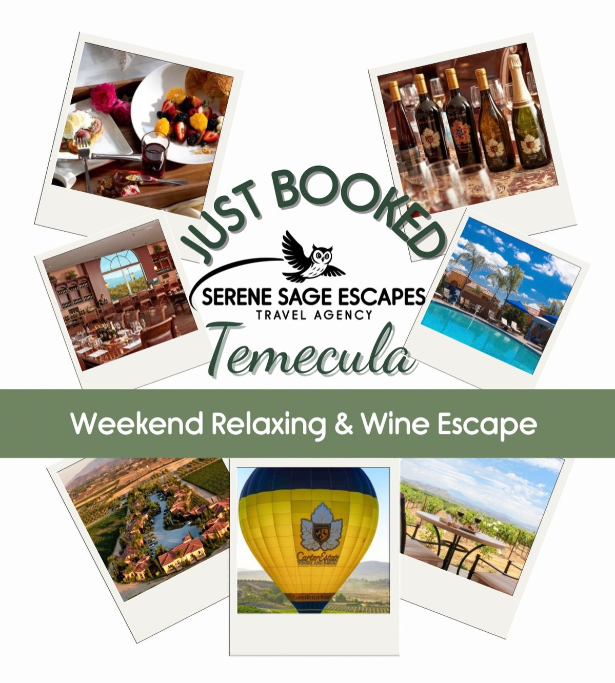 ✨Just Booked✨
Wine resort in Temecula, California. This weekend getaway has access private access to the vineyard, cozy bungalows, exclusive wine tastings and dining, and on season hot air balloon shows. 

If you&rsquo;re looking for wineries for cou