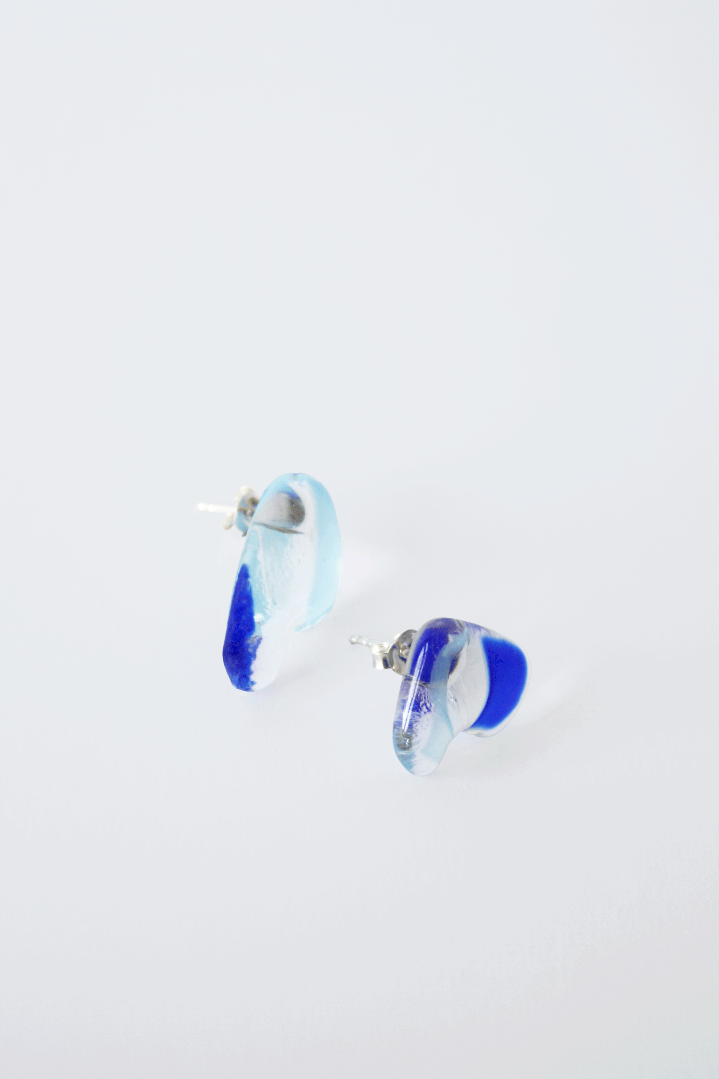 Mixed Blue Reclaimed Stud Earrings