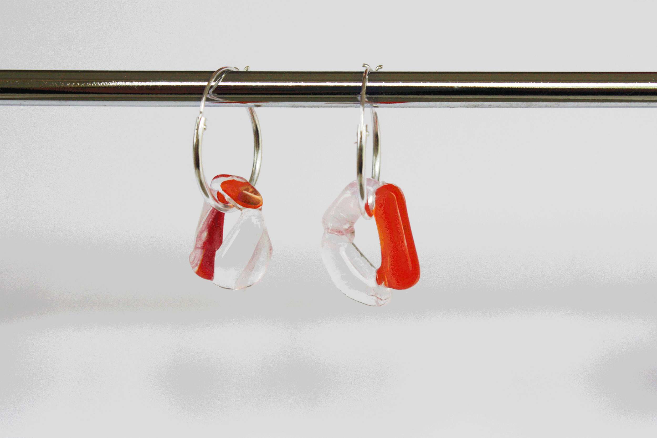 Red & Pink Recycled Glass Earrings