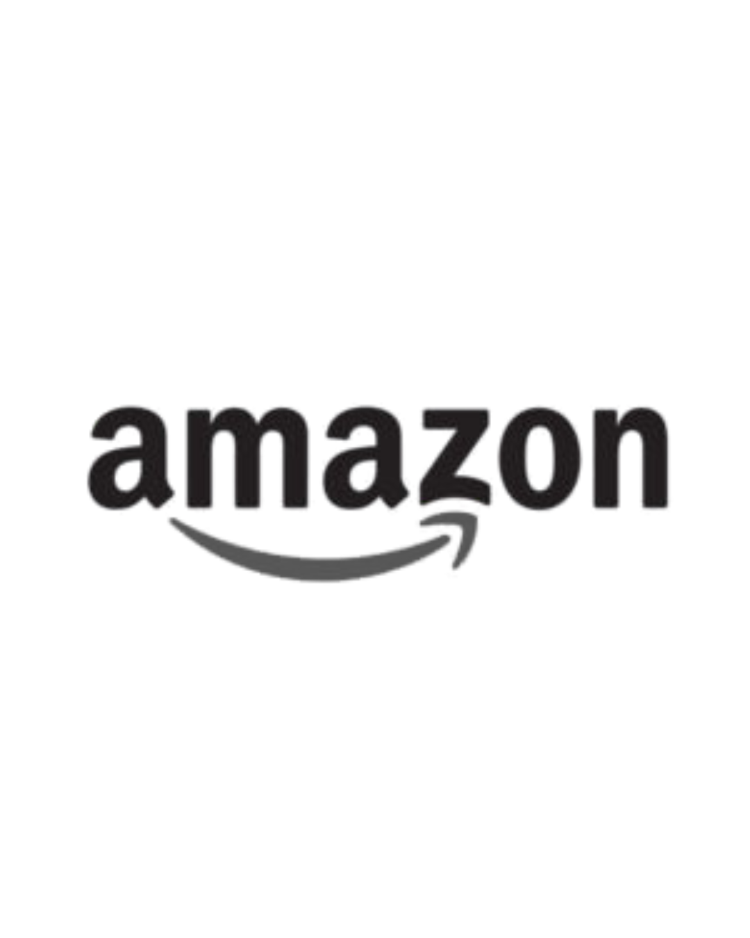 Amazon logo with black lettering and curved arrow beneath, on a black background.