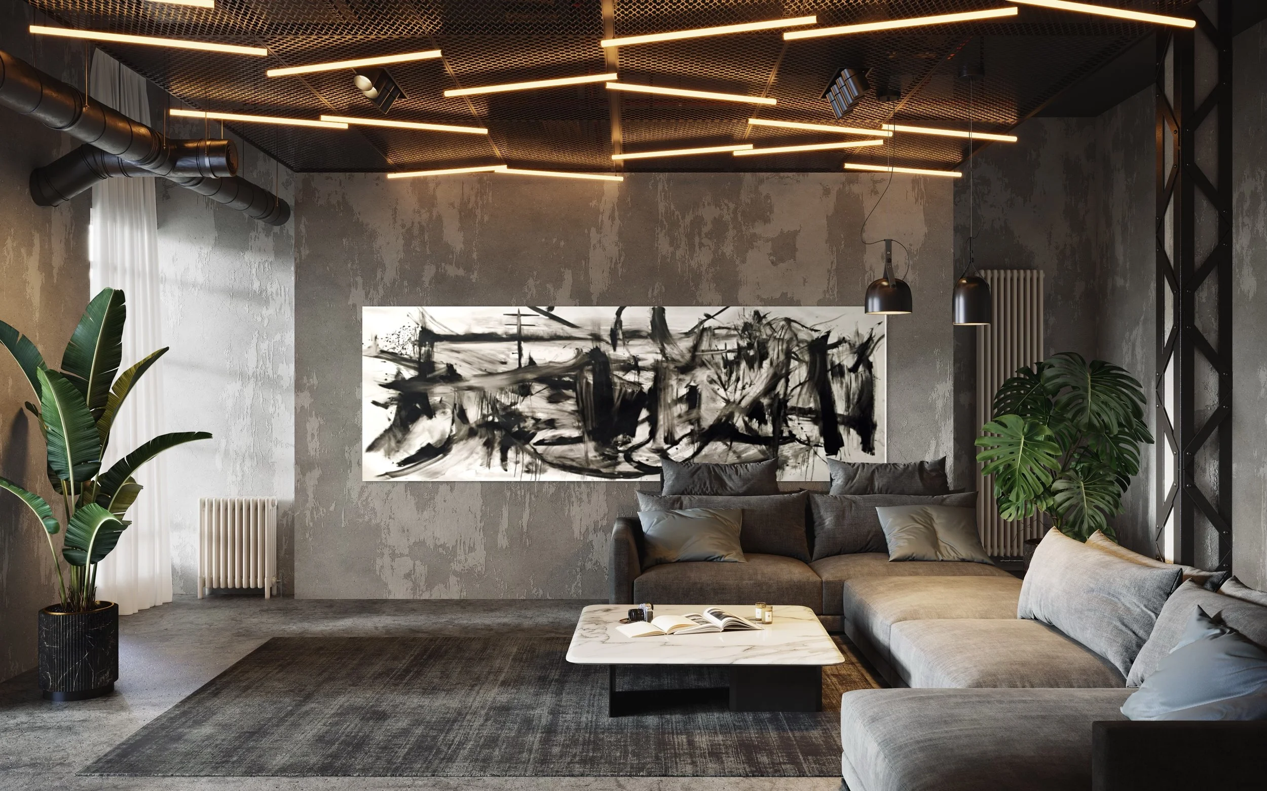 Just Black No.3, Oil on Canvas, 48" x 144"